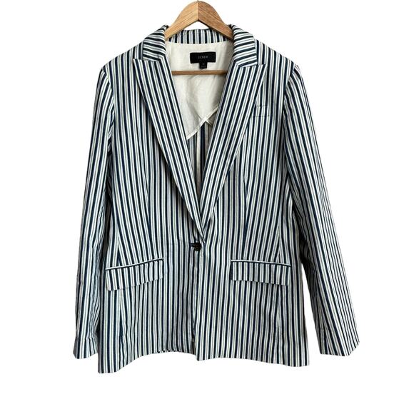 J. Crew Willa Cotton Blend Striped Blazer in Stripe 10 - Picture 1 of 13